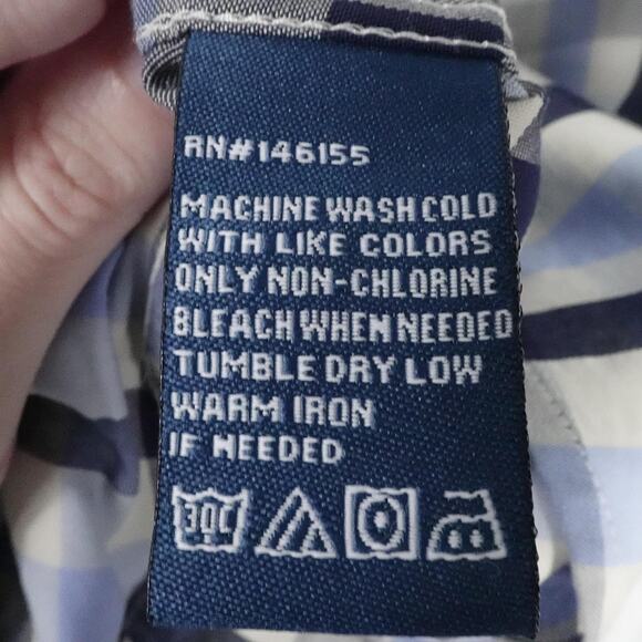 Fish‎ Hippie Shirt Mens 2XL Blue Gray Plaid Solace Collection Office Business - Picture 15 of 16